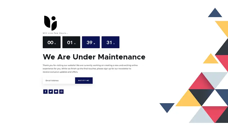 Coming Soon Maintenance Mode Template 4